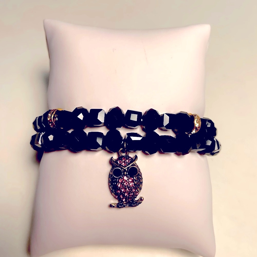 Bracelet Black Glass Roundel Mix